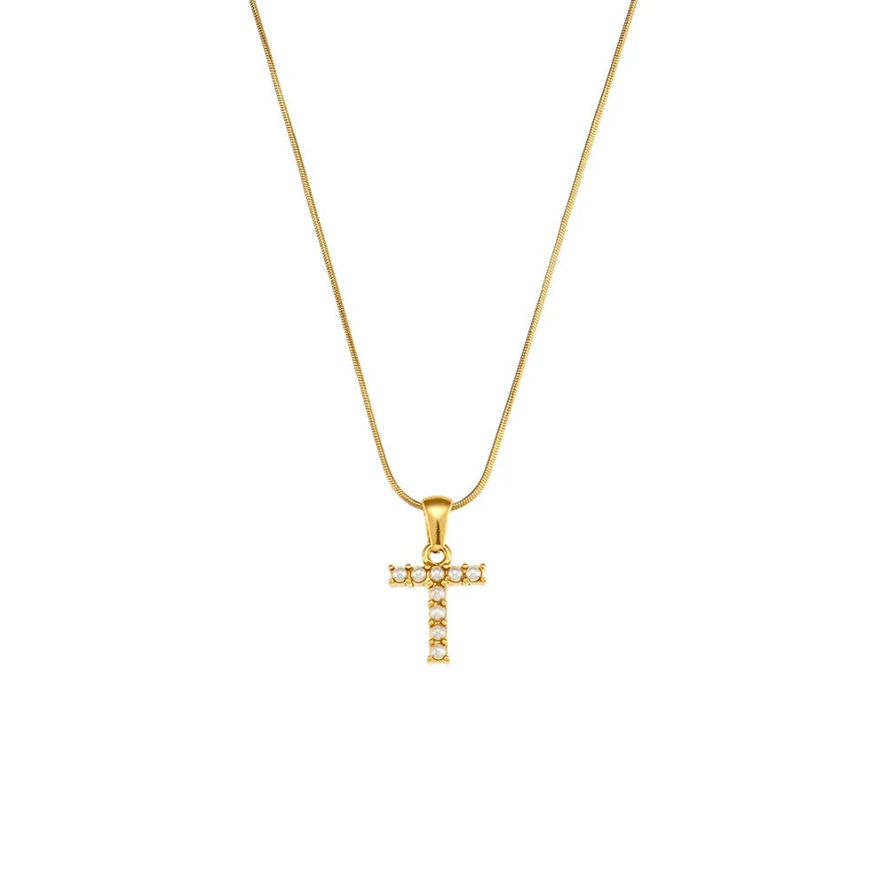Pearl Letter Initial Necklace