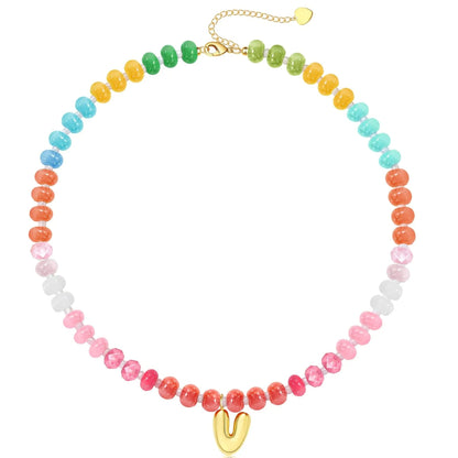 Initial Natural Stone Necklace