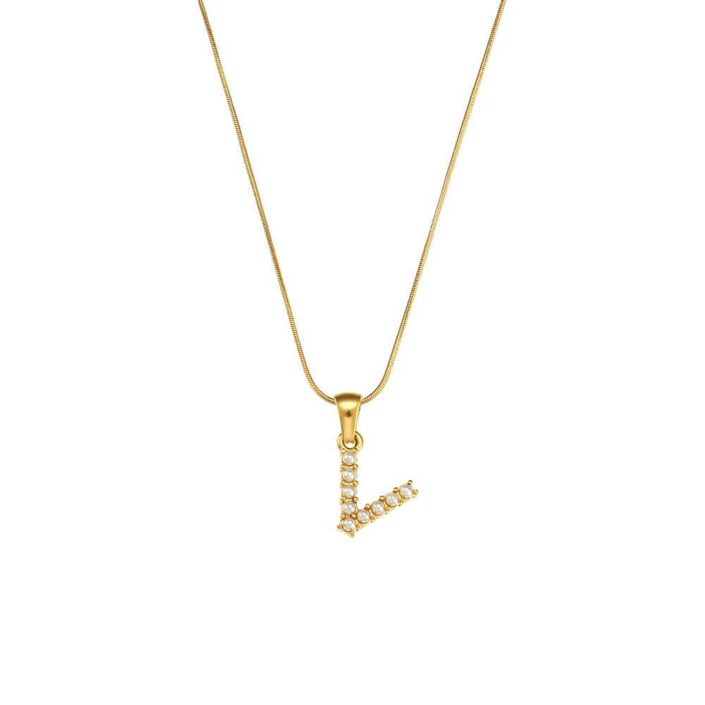 Pearl Letter Initial Necklace
