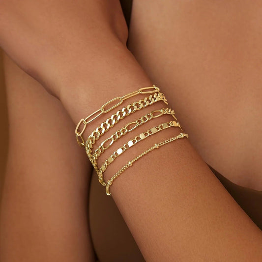 Dainty Link Chain Bracelet Set