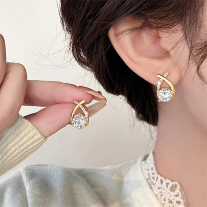 Shiny Ribbon Stud Earrings