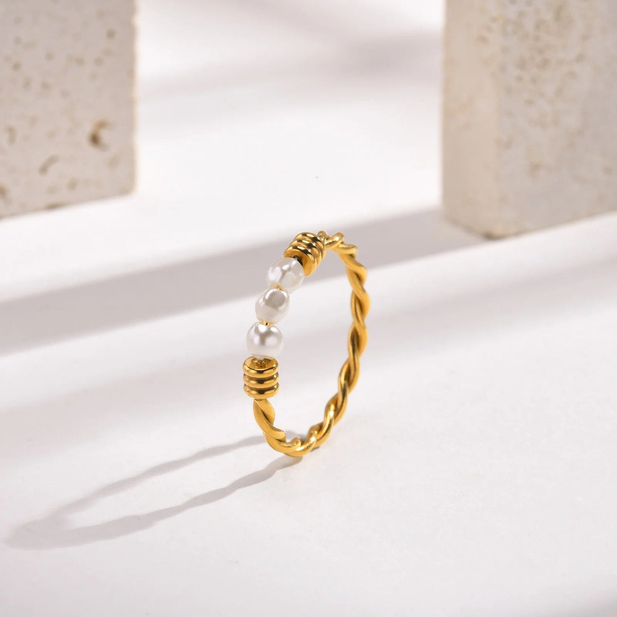 Twisted Braid Pearl Ring
