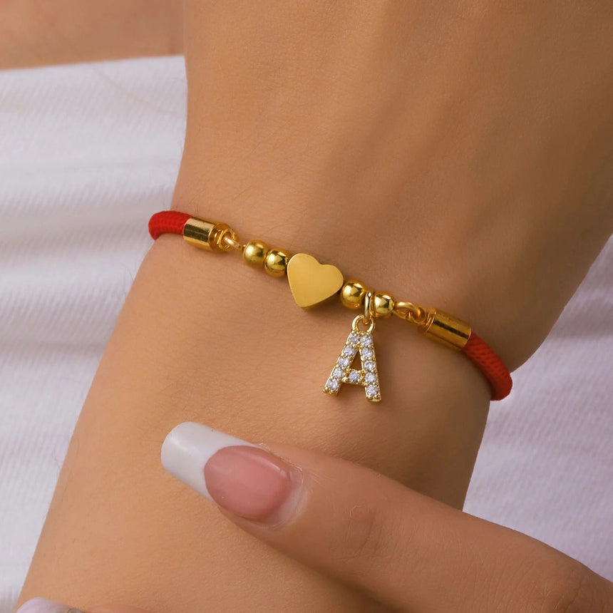 Initial Heart Rope Bracelet