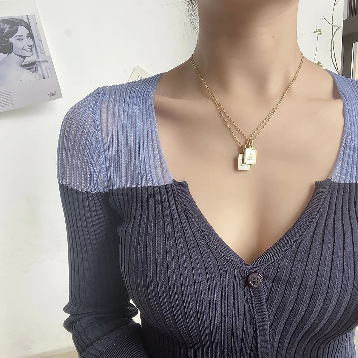 Rectangle Letter Initial Necklace