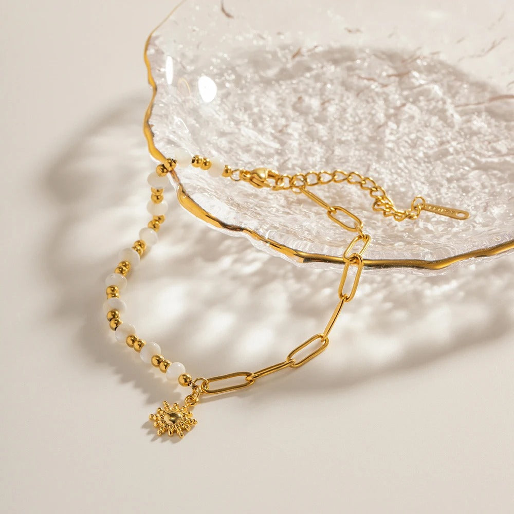 Sun Pearl Paperclip Bracelet