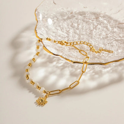 Sun Pearl Paperclip Bracelet