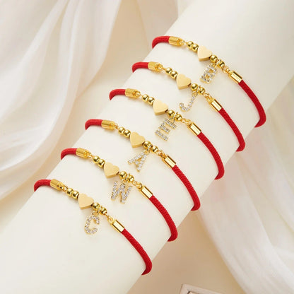 Initial Heart Rope Bracelet