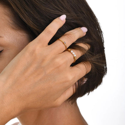 Twisted Braid Pearl Ring