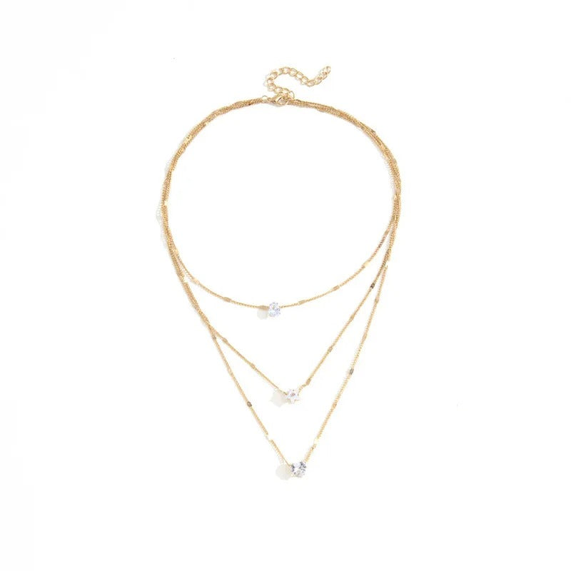 3pc Crystal Love Multilayer Necklace Set
