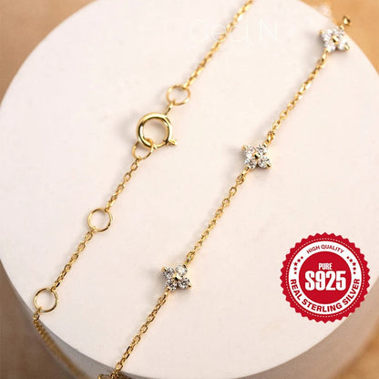 Sterling Silver Diamond Flower Bracelet
