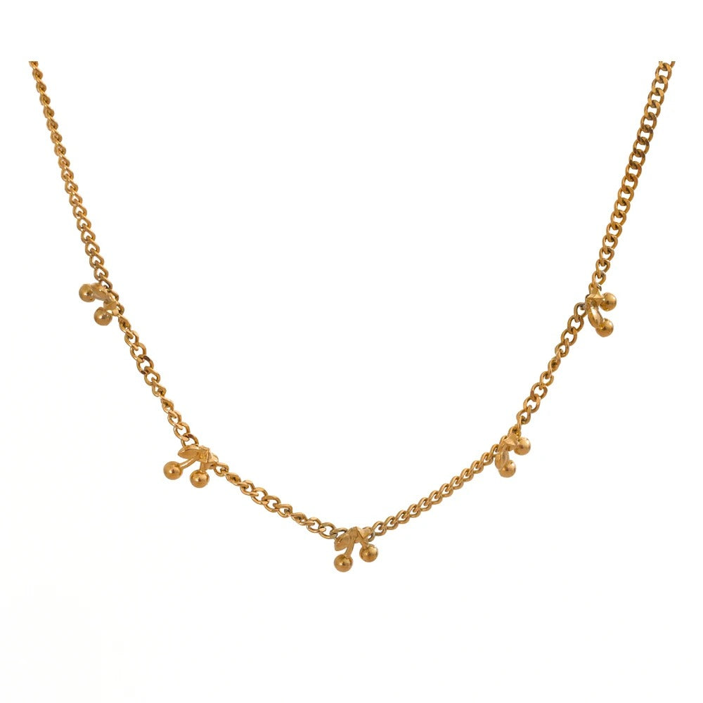 Dainty Five Cherry Necklace