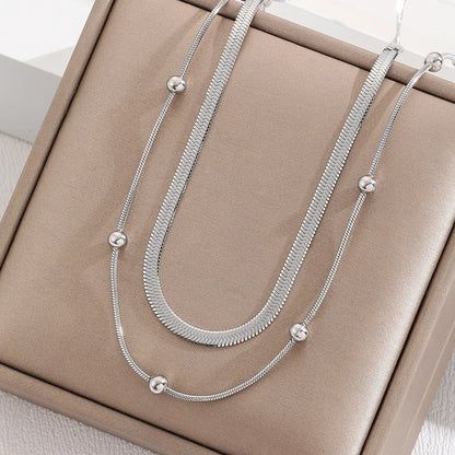 2 Layer Circular Bead Snake Bone Necklace