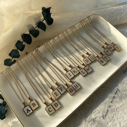 Rectangle Letter Initial Necklace
