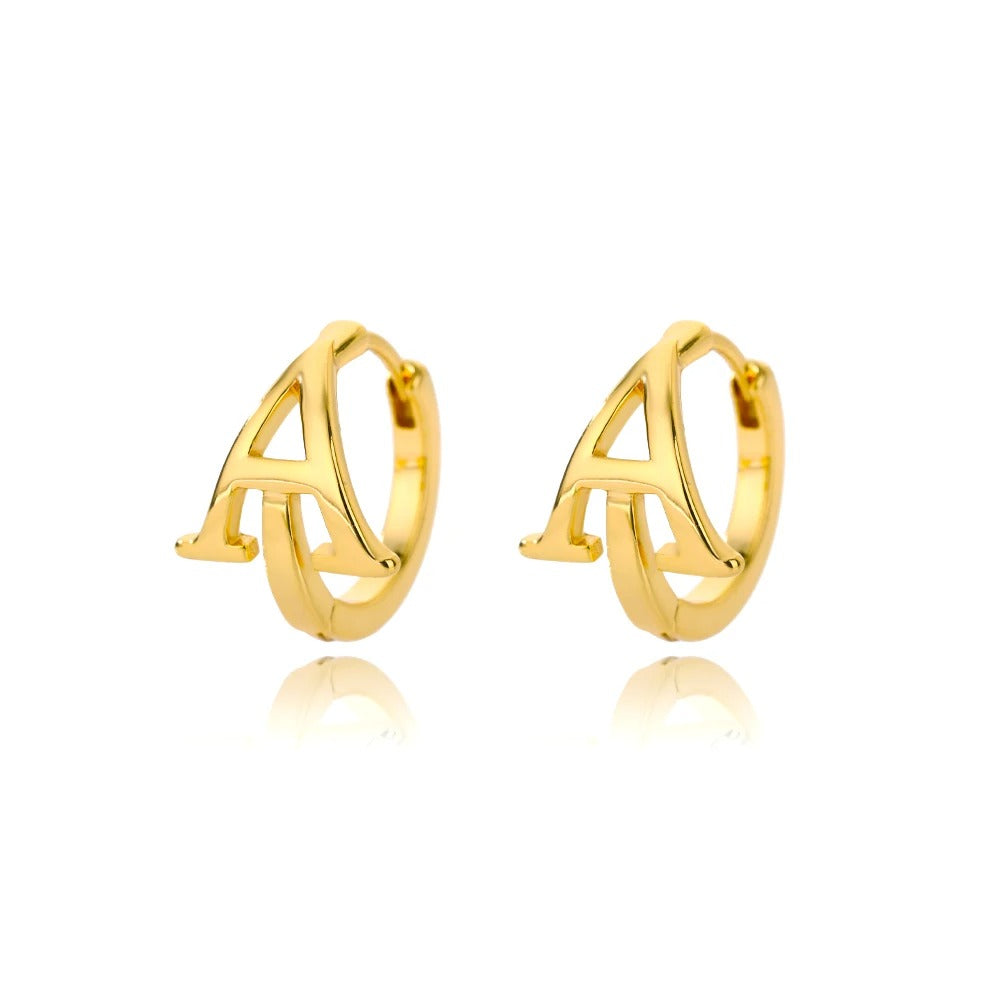 Minimal Initial Letter Stud Earrings