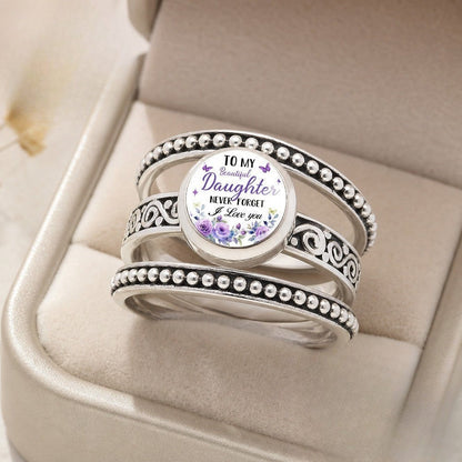 Purple Floral Daughter Message Ring