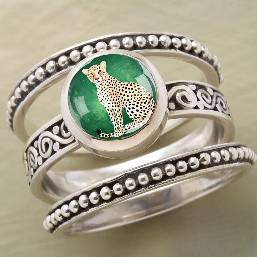 Cheetah Beaded Ring Set