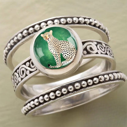 Cheetah Beaded Ring Set