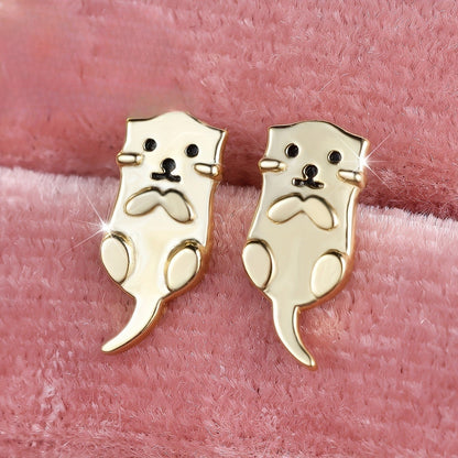 Playful Otter Stud Earrings