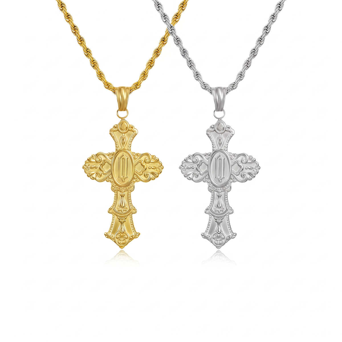 Vintage Cross Initial Necklace