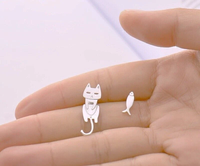 Cat and Fish Earrings