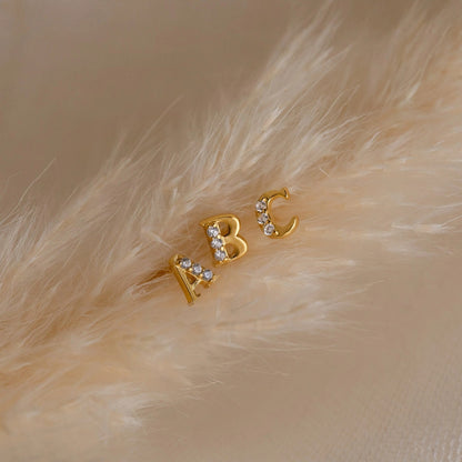 Pave Initial Letter Stud Earrings