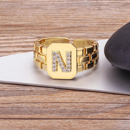 Square Crystal Initial Ring