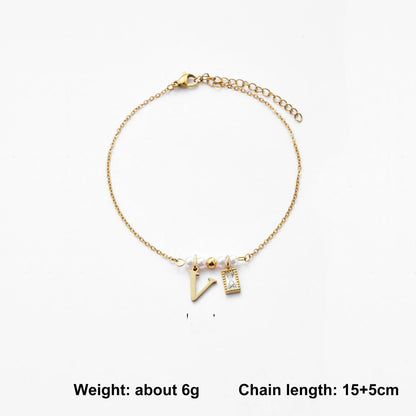Letter & Pearl Charm Bracelet