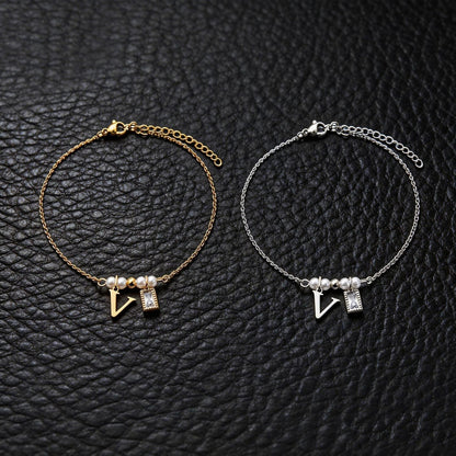 Letter & Pearl Charm Bracelet