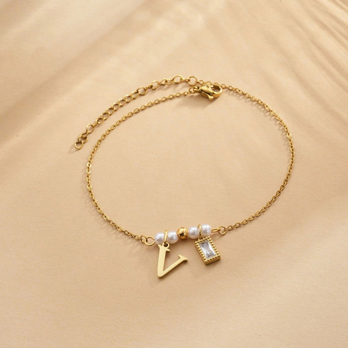 Letter & Pearl Charm Bracelet