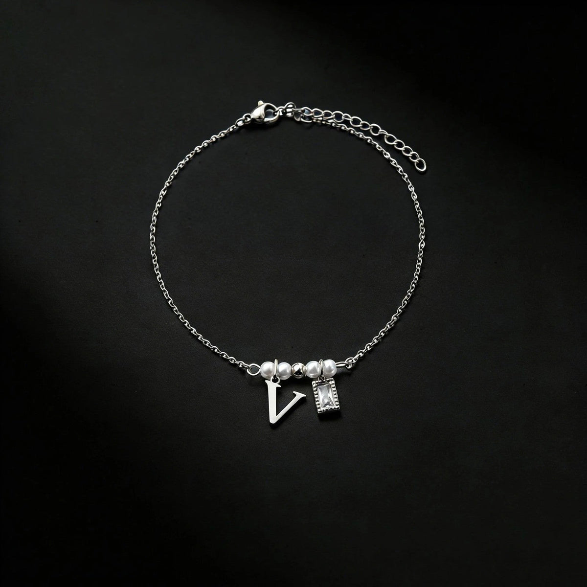 Letter & Pearl Charm Bracelet