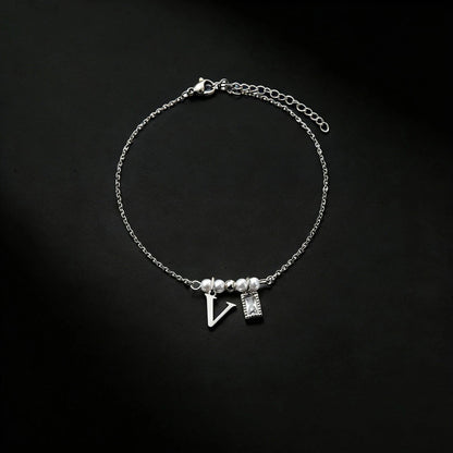Letter & Pearl Charm Bracelet