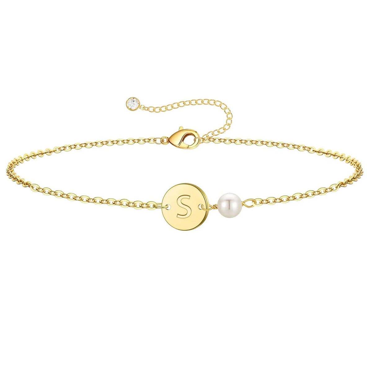 Initial Pearl Charm Bracelet