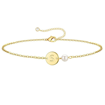Initial Pearl Charm Bracelet