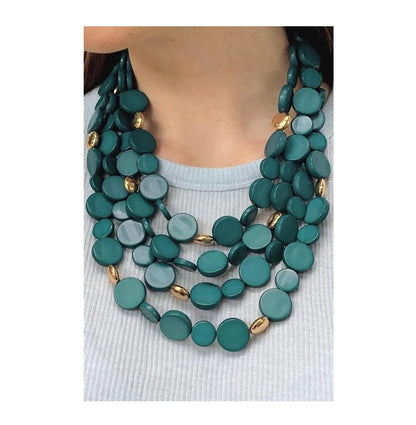 Teal Disc Layered Necklace