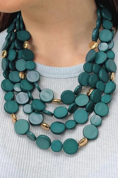 Teal Disc Layered Necklace