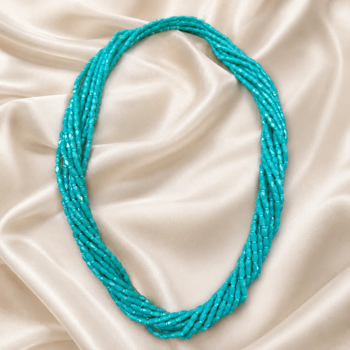 Turquoise Multi-Strand Seed Bead Necklace