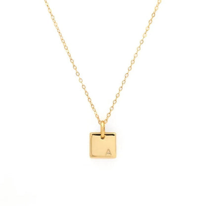 Engraved Square Initial Necklace
