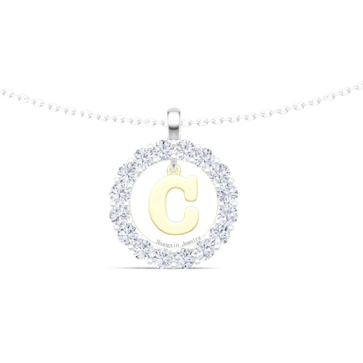 Crystal Halo Initial C Necklace