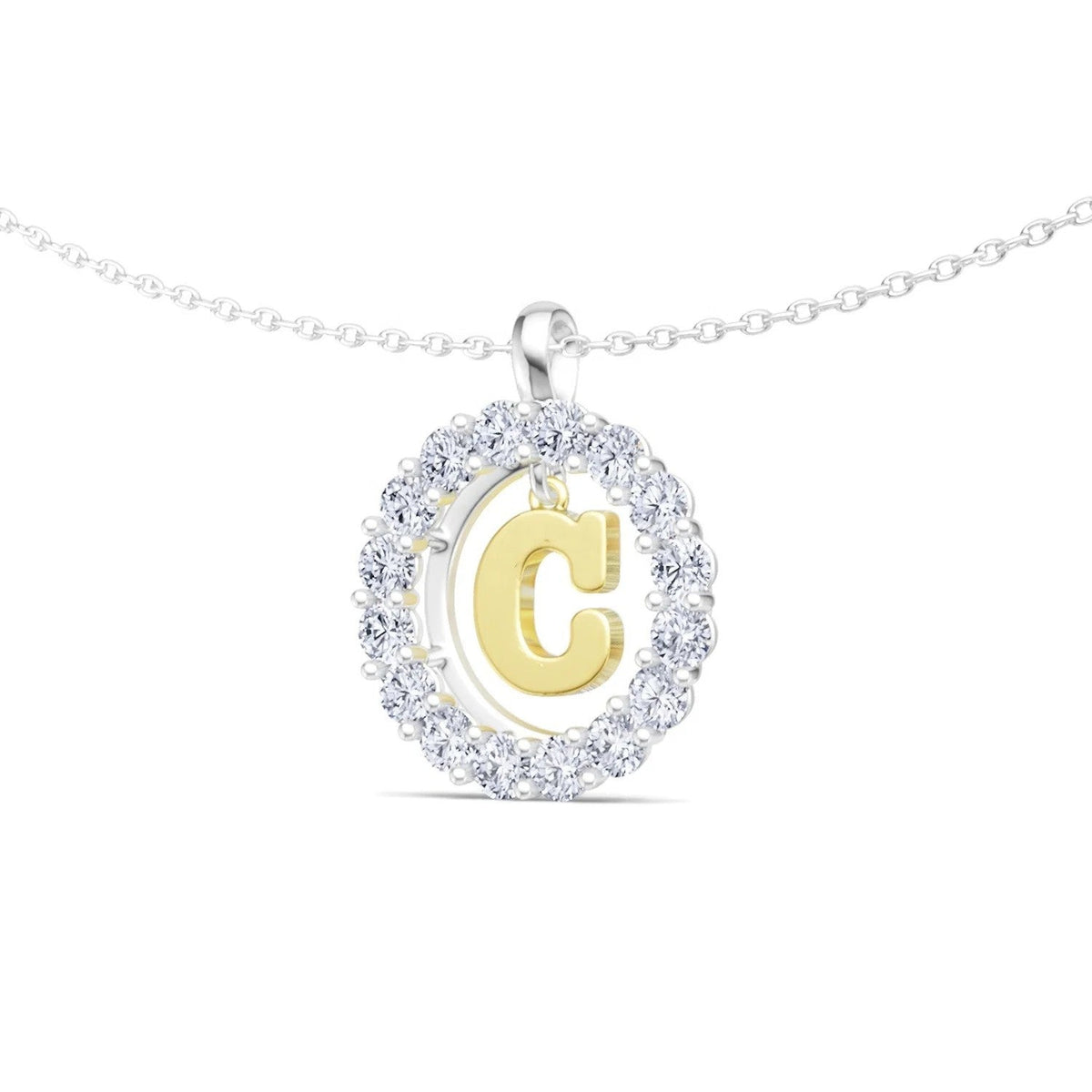 Crystal Halo Initial C Necklace