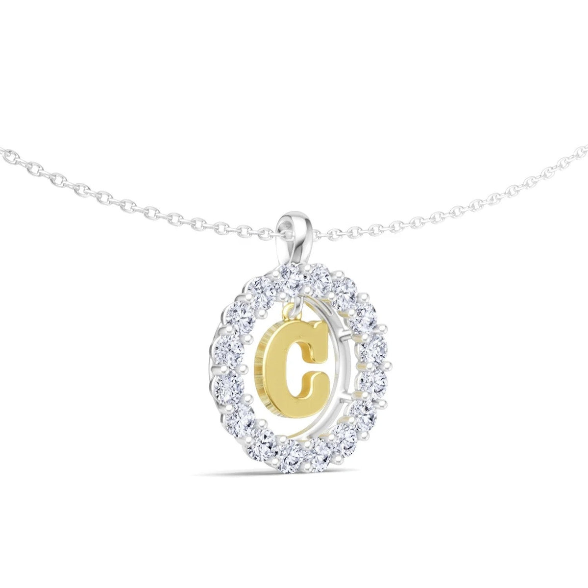 Crystal Halo Initial C Necklace