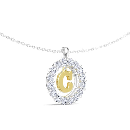 Crystal Halo Initial C Necklace