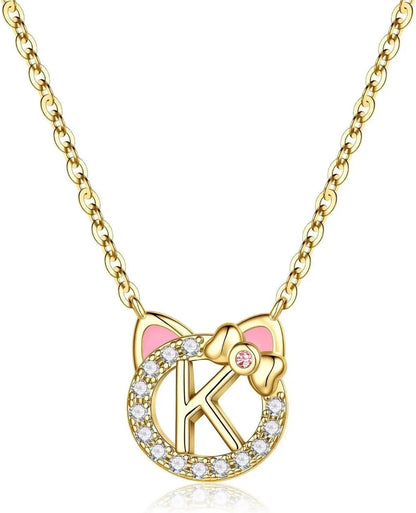 Cat Initial Pendant Necklace