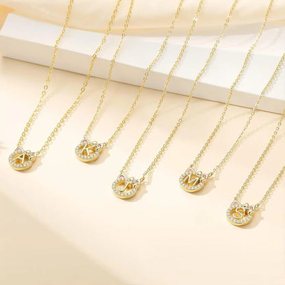 Cat Initial Pendant Necklace