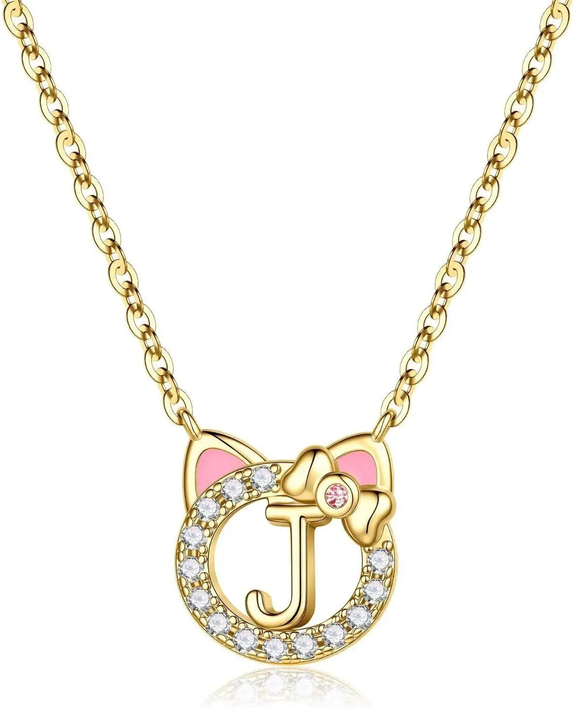 Cat Initial Pendant Necklace