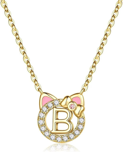 Cat Initial Pendant Necklace