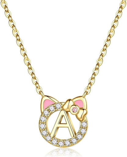 Cat Initial Pendant Necklace