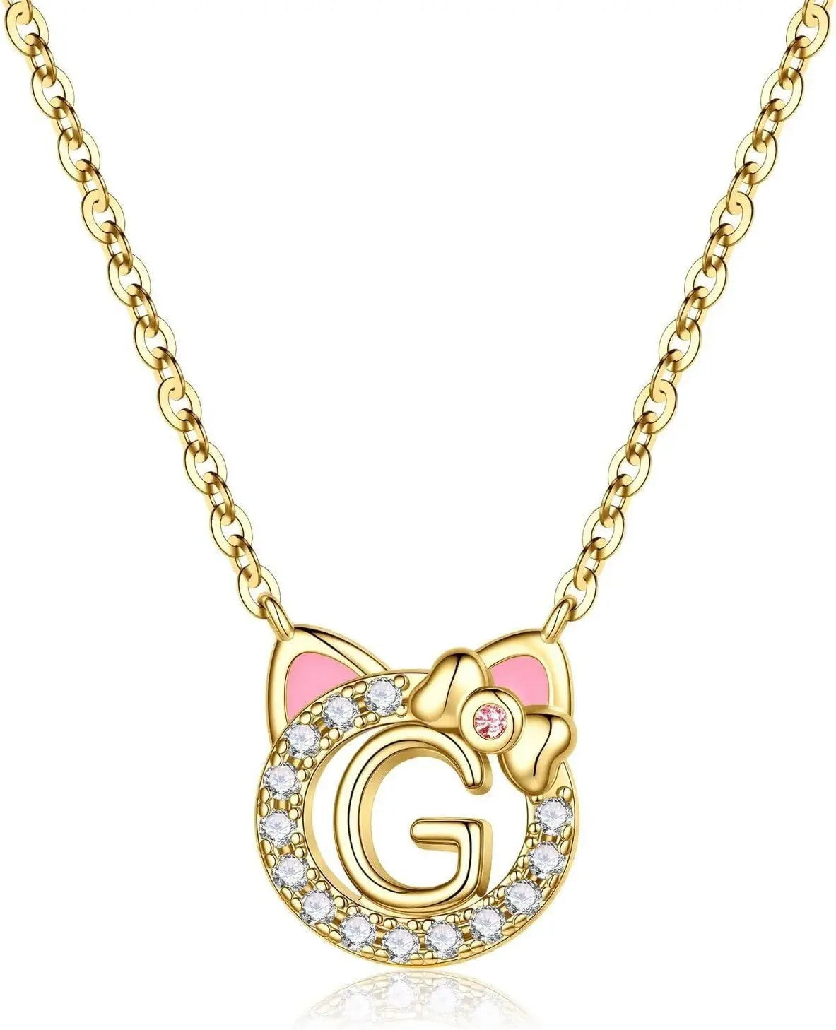 Cat Initial Pendant Necklace