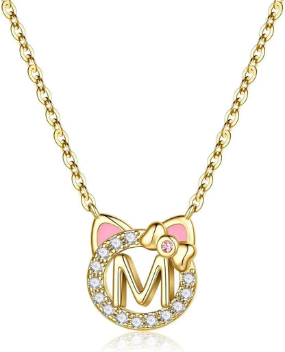 Cat Initial Pendant Necklace