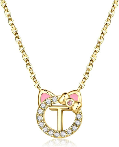 Cat Initial Pendant Necklace