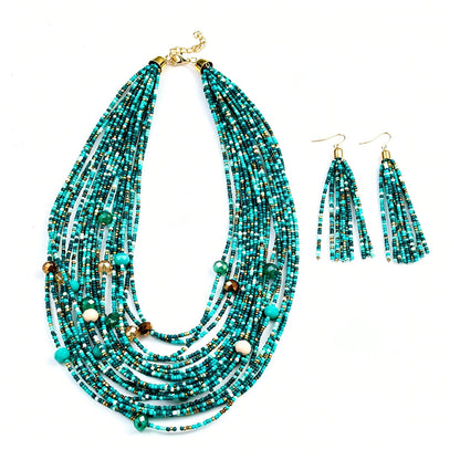 Turquoise Multi-Strand Bead Jewelry Set